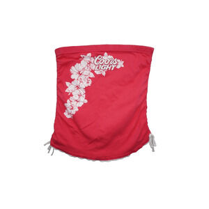 Vintage Coors Light Floral Tube Top Pink Strapless Ruched Y2K Beer Promo S/M